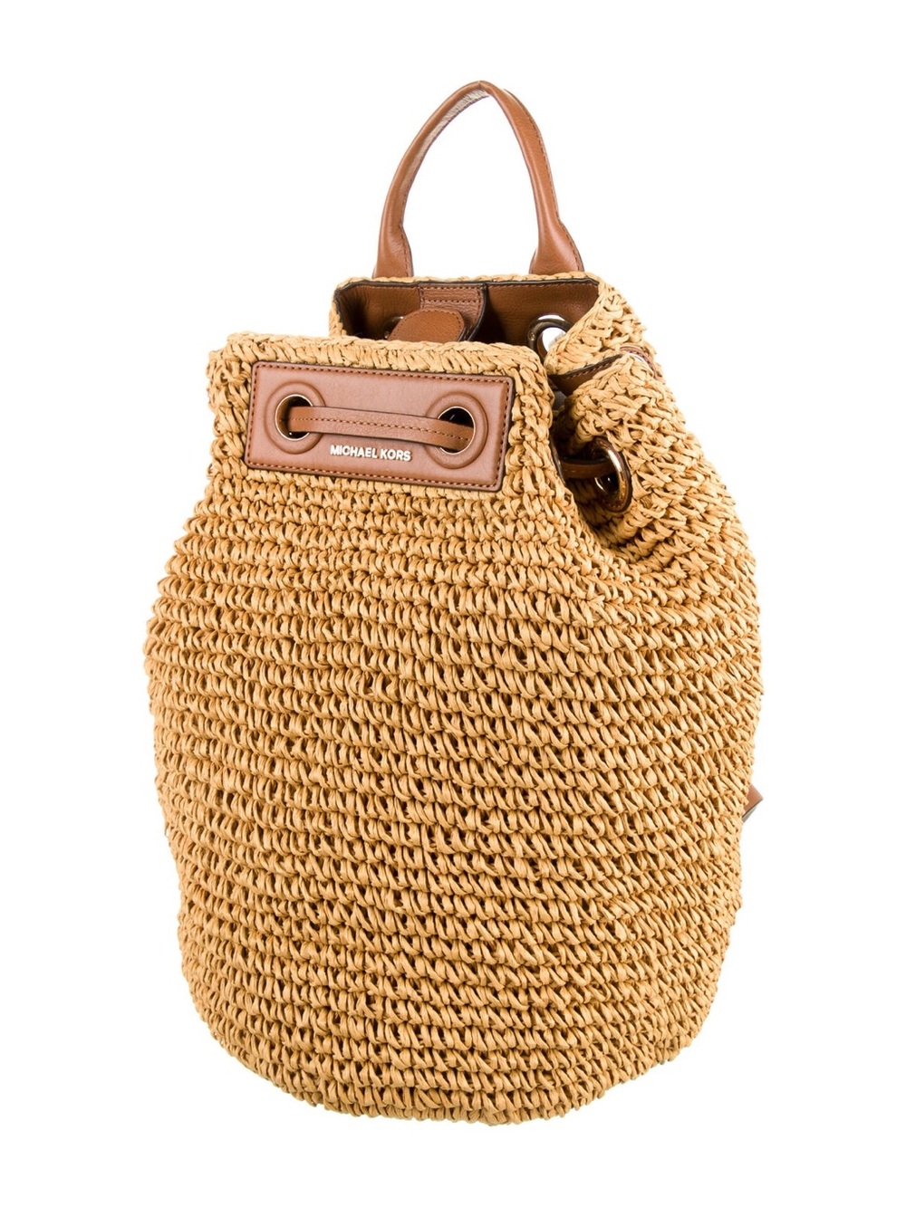 Michael Kors Woven Backpack with Leather Trim